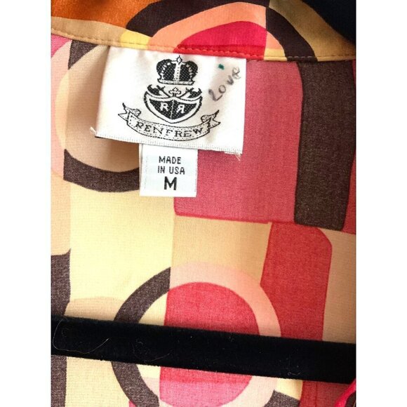 Vintage Renfrew vintage 90s silk womens blouse  Med multi  print - Picture 5 of 7